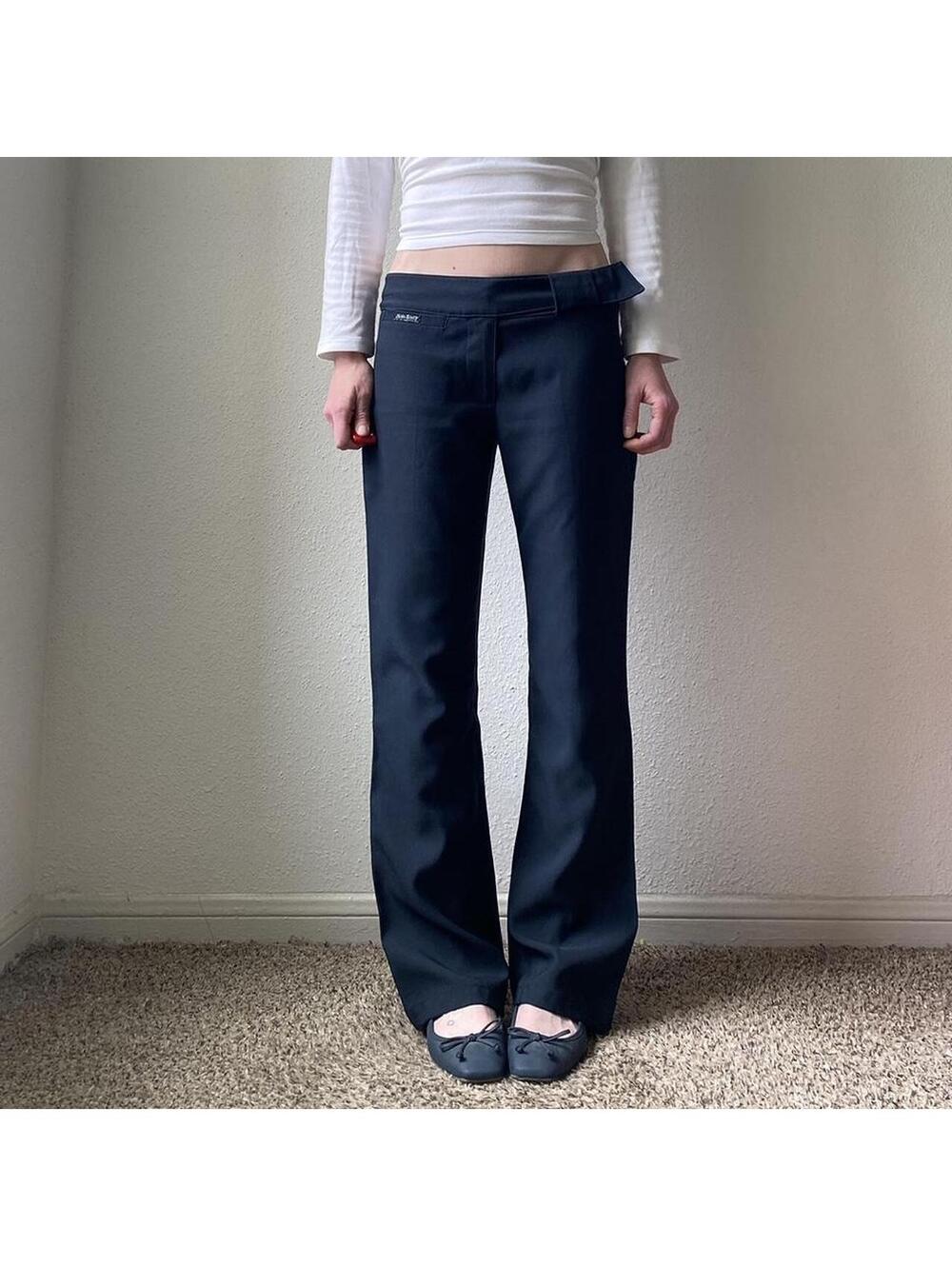 Vintage authentic rare y2k low rise bootcut navy blue casual chino pants